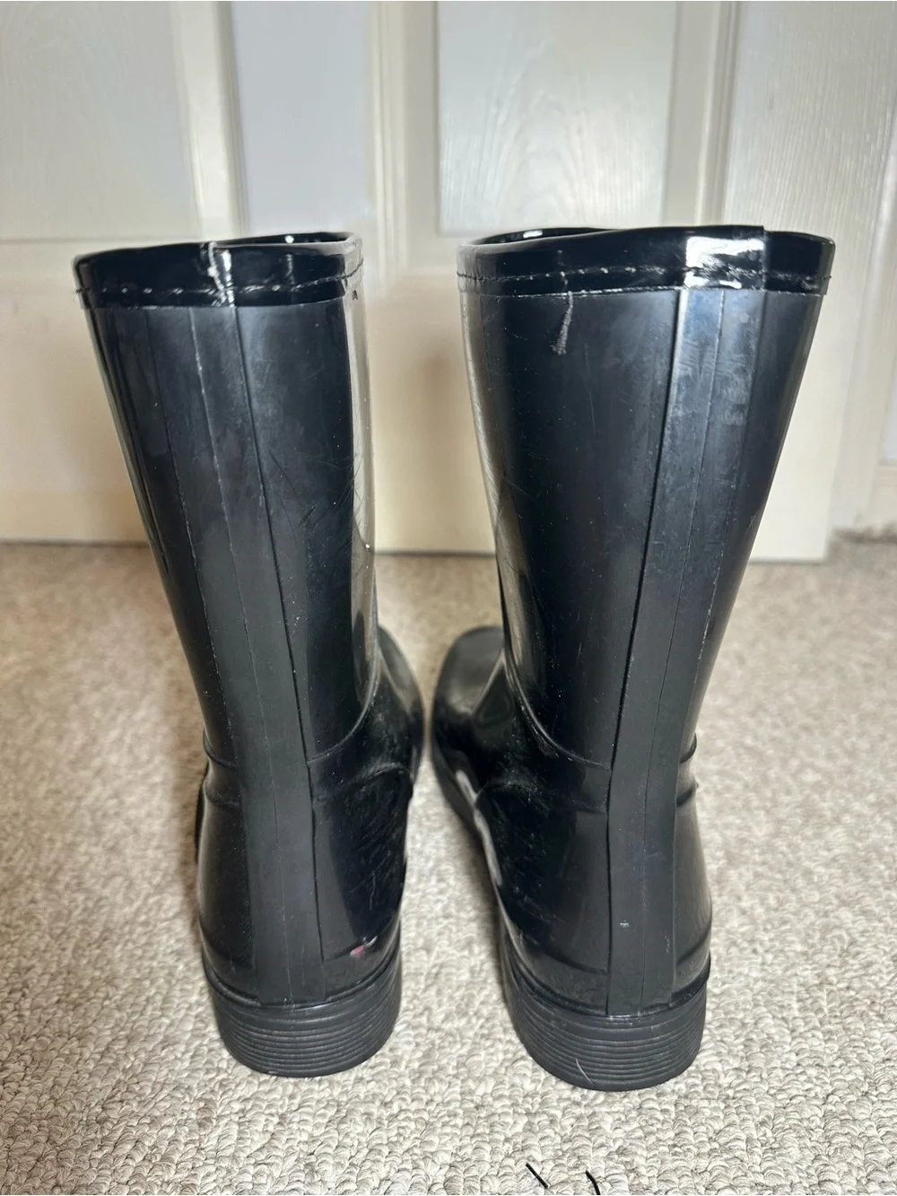 Black Women's Rain Boots with Gold Zip
